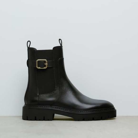 Zara Shoes - NWT Zara Leather Ankle Boots With Buckle
